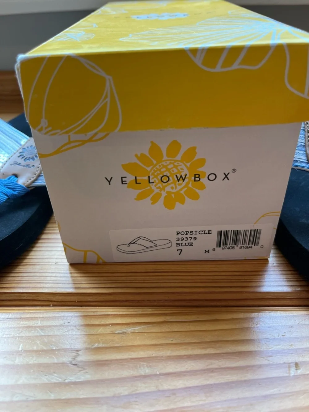 Yellow Box Blue Flip-Flop Sandals with Sequined Straps - Picture 5 of 5